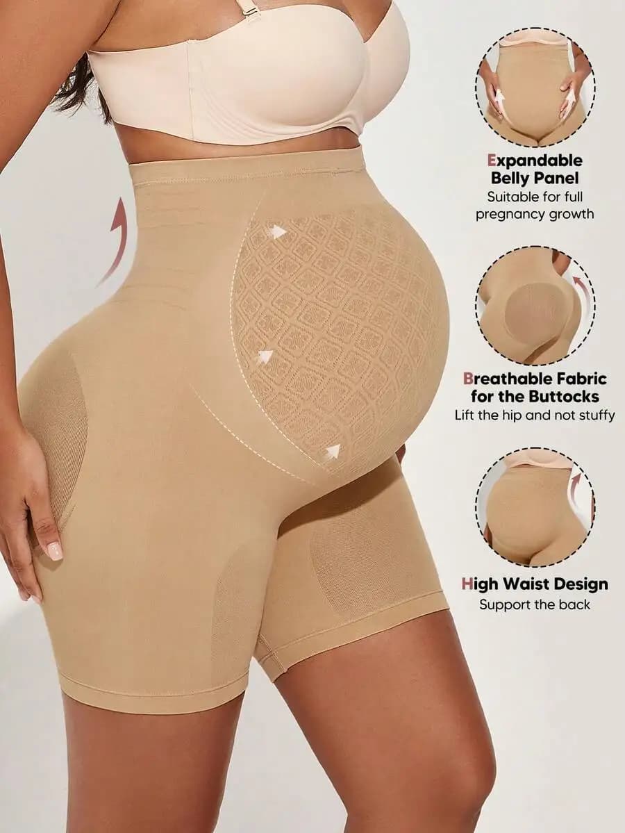 Pantaloncini di Supporto Premaman a Vita Alta con Pannello Addominale Traspirante, Ideali per Ciclismo