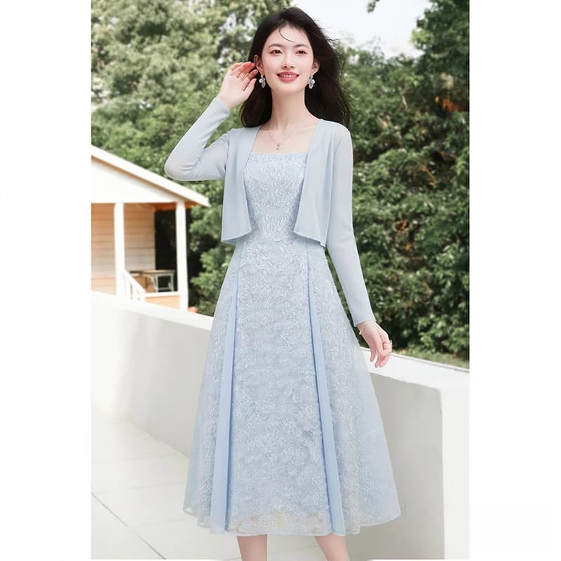 Completo Abito Due Pezzi Donna Primavera Estate 2026: Cardigan e Gonna Leggeri a Maniche Corte, Stile Vacanza, Moda per il Pendolarismo