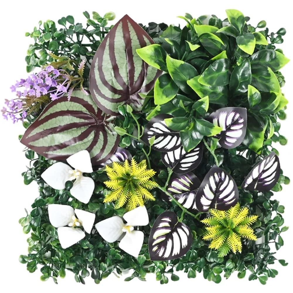 Pannello Murale di Piante Artificiali Fai-da-Te, Fogli di Piante di Acero Simulate con Protezione UV 25*25cm, Tappeto Verde Finto per Matrimoni