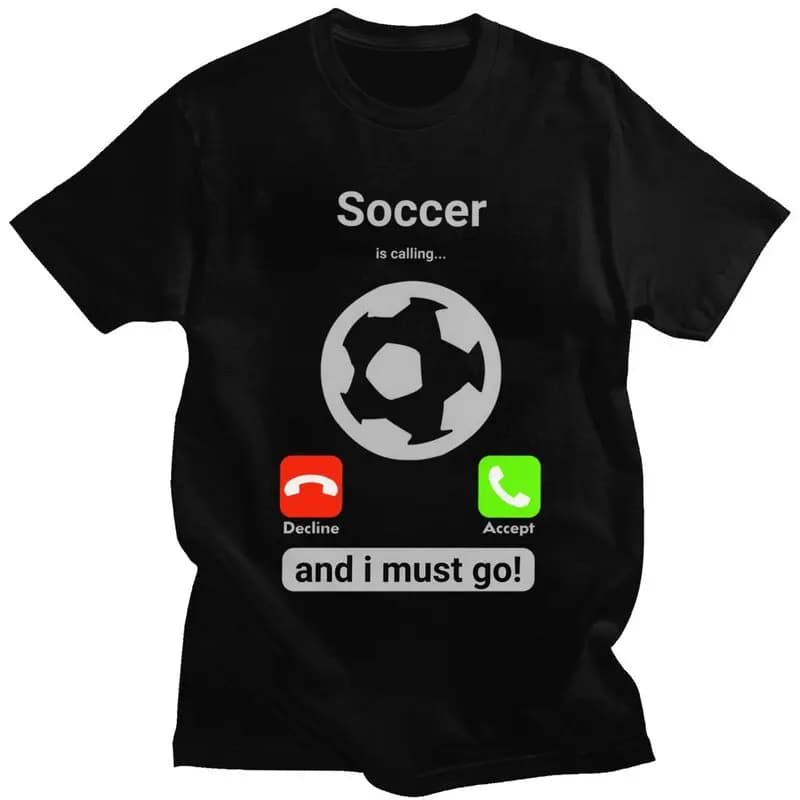 Il calcio sta chiamando e devo andare Magliette da uomo 100% cotone Tee Tops Giocatore di calcio Citazione Tshirt T-shirt a maniche corte Abbigliamento