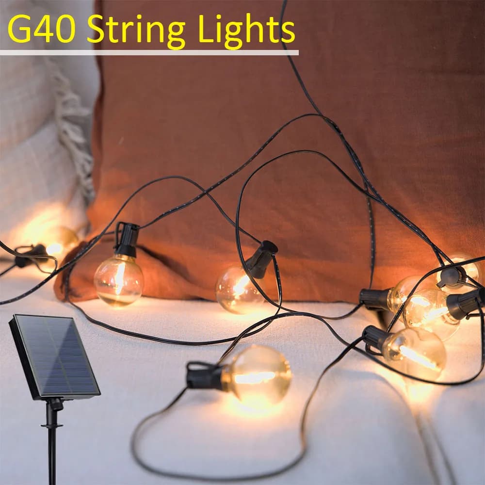 Stringa di luci a LED a globo trasparente marrone solare G40 ultra luminose e impermeabili, ideale per decorazioni da giardino, matrimoni, festival natalizi