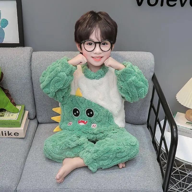 Pigiama in Pile Corallo per Bambini, Nuovo Stile Autunno Inverno 2026, Divertente e Giocoso, Abbigliamento da Casa, Loungewear, Sleepwear per Bambini, Comodo