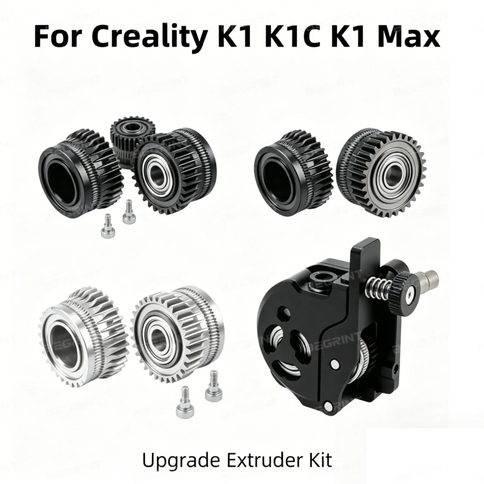 For Creality K1 K1C K1 Max Upgrade Extruder Kit All Metal Dual Gear Extruder Kit Nickel & DLC Coated Filament Drive Gear For K1C