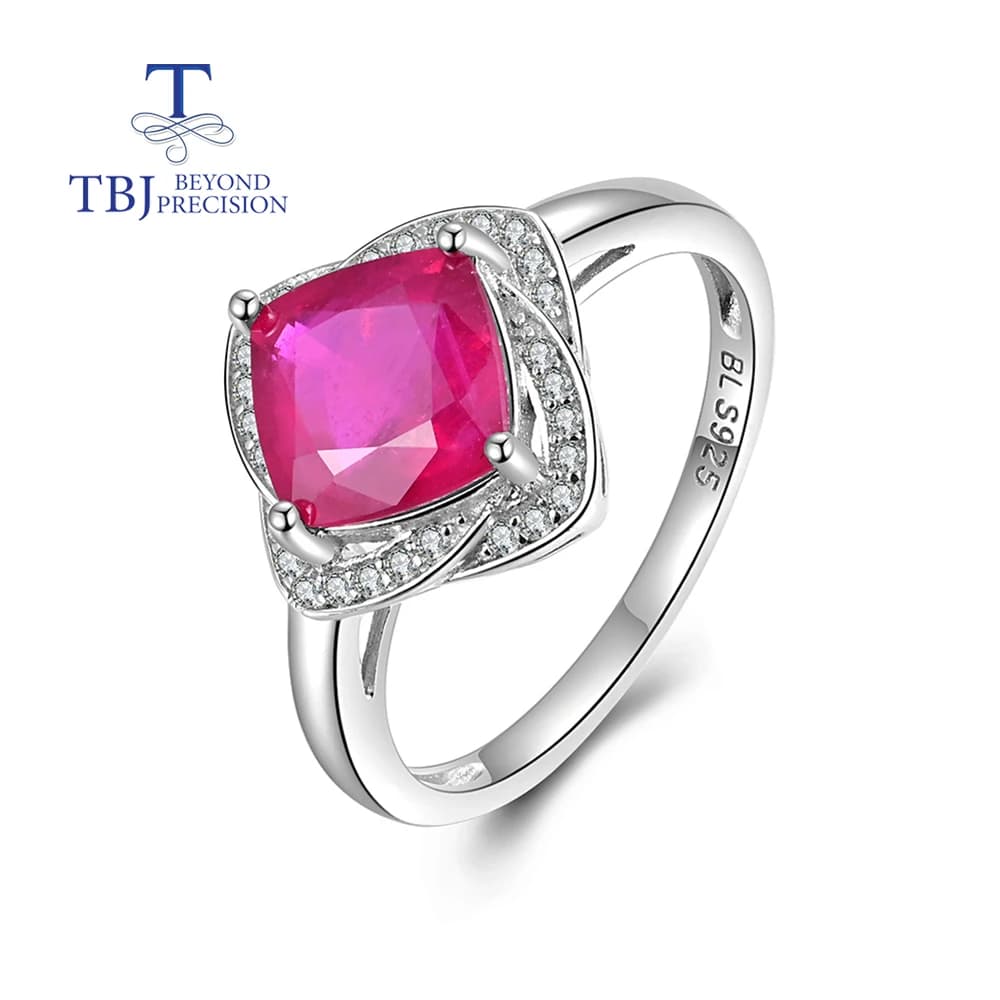 Anello da Donna in Argento Sterling 925 con Rubino Naturale, Design Semplice, per Anniversario, Banchetto, Regalo Festivo, Lusso Discreto