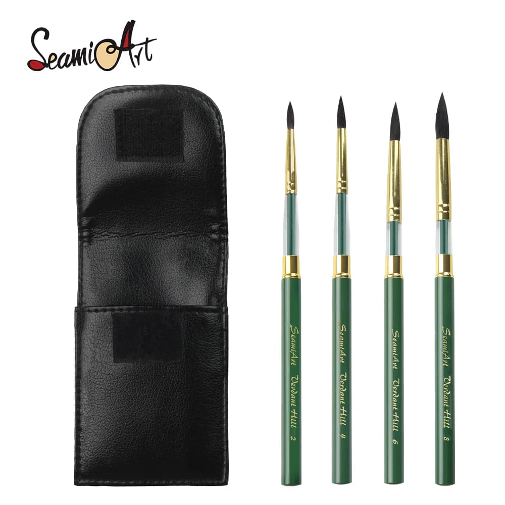 SeamiArt 4 pz/set Verdant Hill Travel Pen pennello portatile divisibile corto con manico verde per forniture per Nail Art ad acquerello