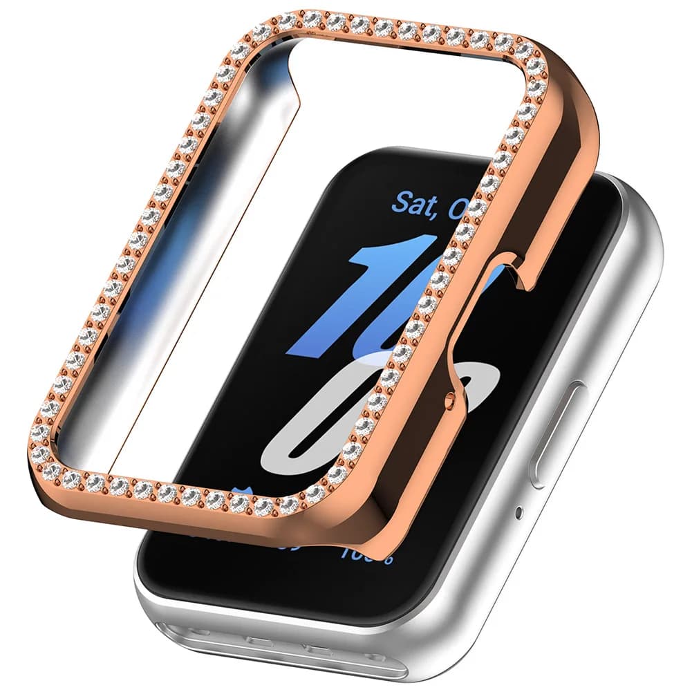 PC Diamond Inlaid Case Bumper Protective Cover Anti-Scratch Smartwatch Protective Shell for Samsung Galaxy Fit 3 SM-R390