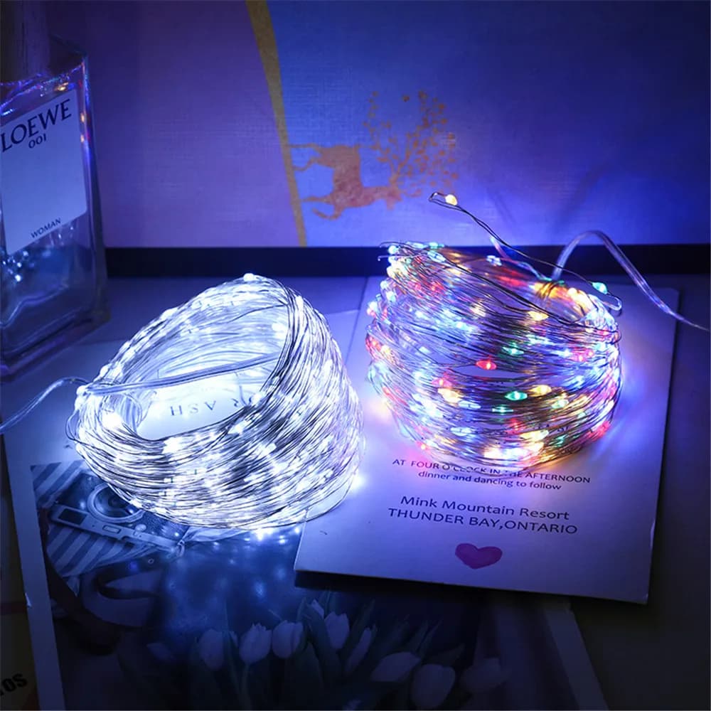 Luci a stringa solari a LED impermeabili con filo di rame, 8 modalità, per Natale, feste, ghirlande, lampada a energia solare per esterni, giardino, matrimoni