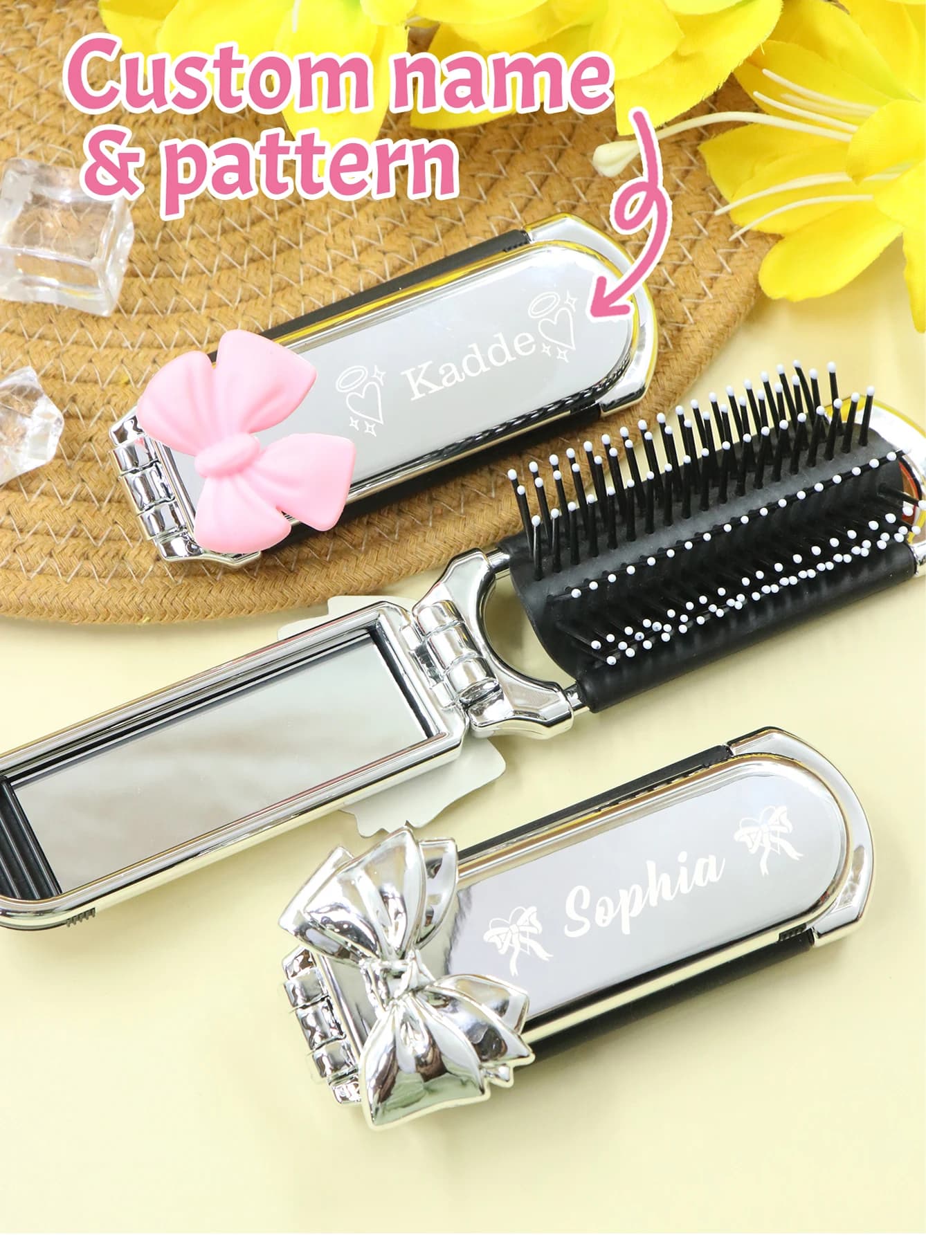 Personalized Mini Hair Brush, Ttravel Hair Brush With Custom Name, Hair Brush For Women, Travel Comb