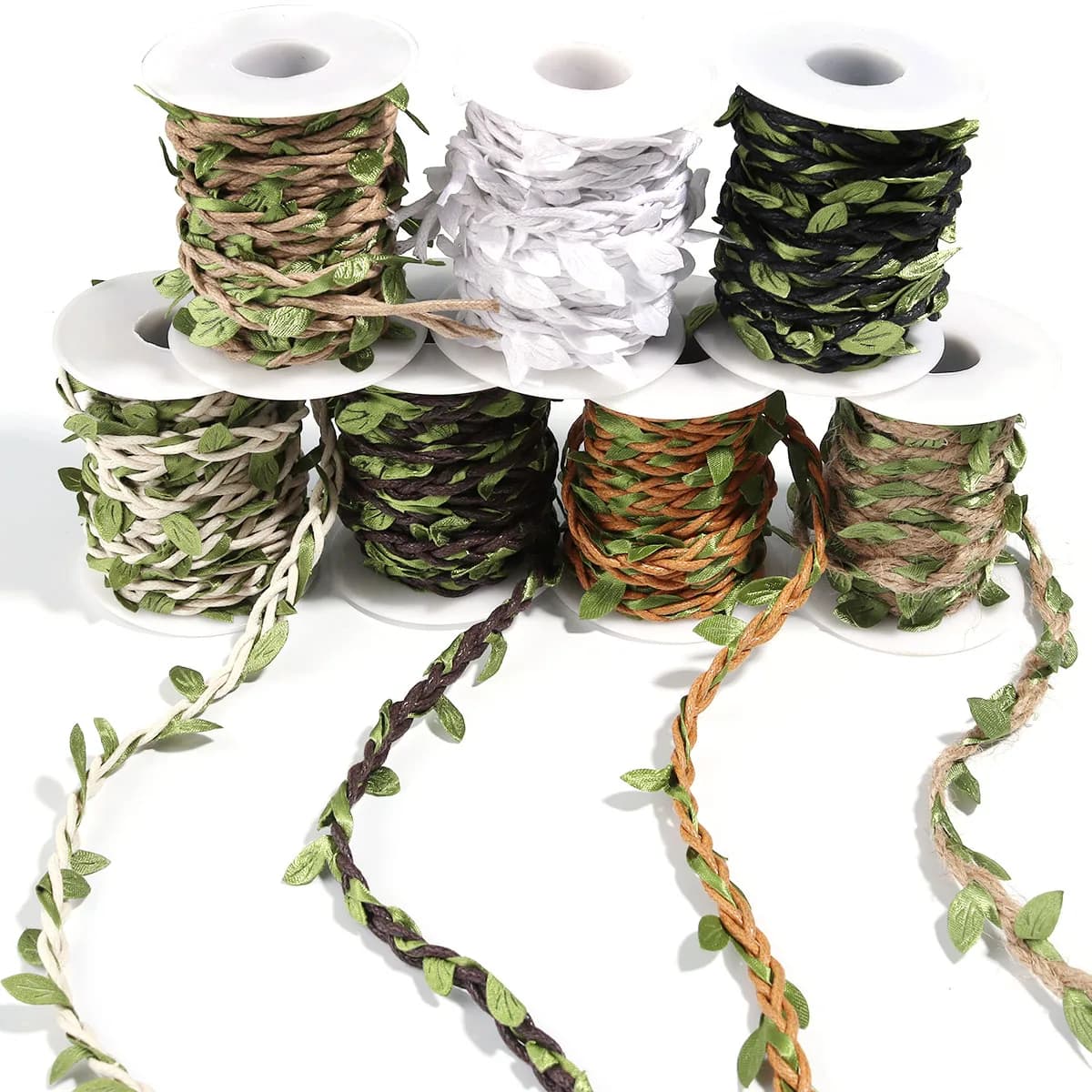5Yards/Roll Artificial Vine Leaves Braided Cords Fake Rattan Garland Hemp Rope Wax String For Home Wedding Party Decoration
