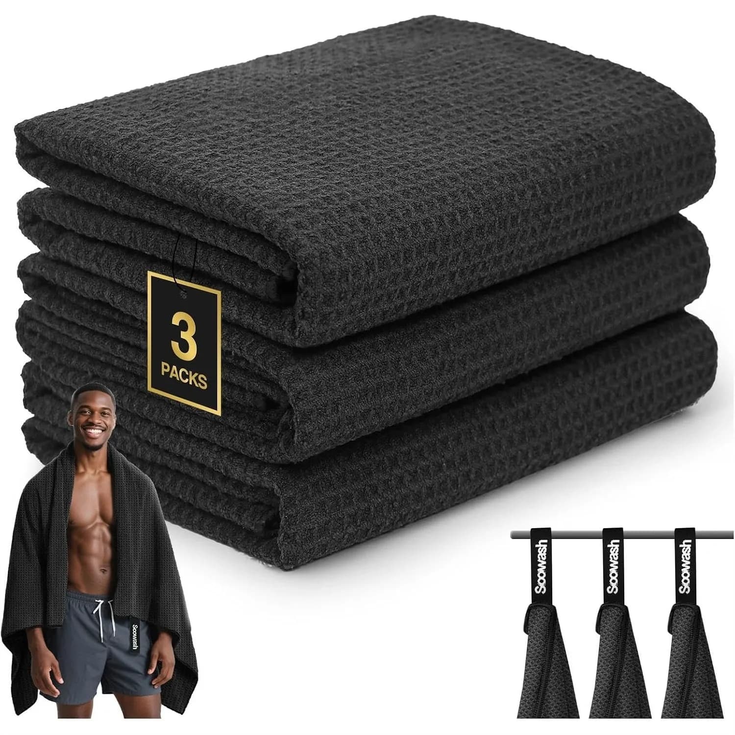 Microfiber Sweat Towel 3 Pack Quick Dry Lightweight Absorbent 27x55 for Gym Yoga Sports Travel Camping