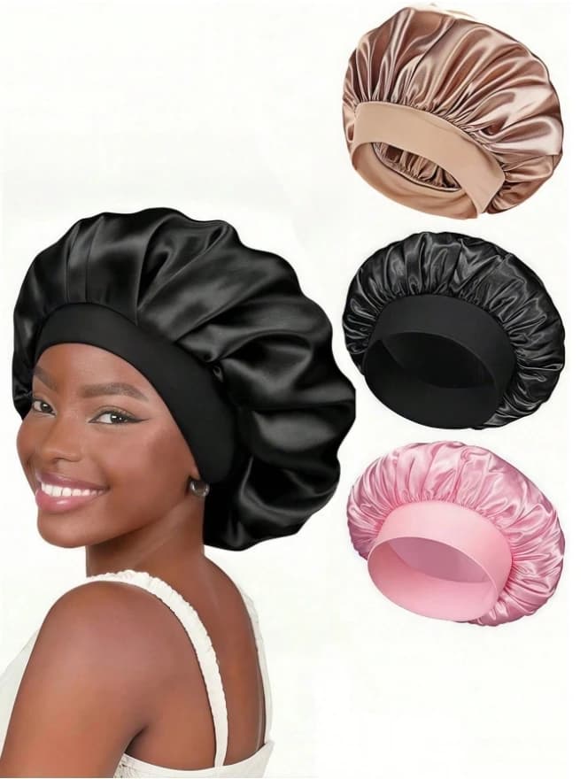 1 cuffia da notte in seta: borsa per capelli in raso per capelli ricci/naturali, morbida fascia elastica, cuffia da notte delicata per la protezione dei capelli