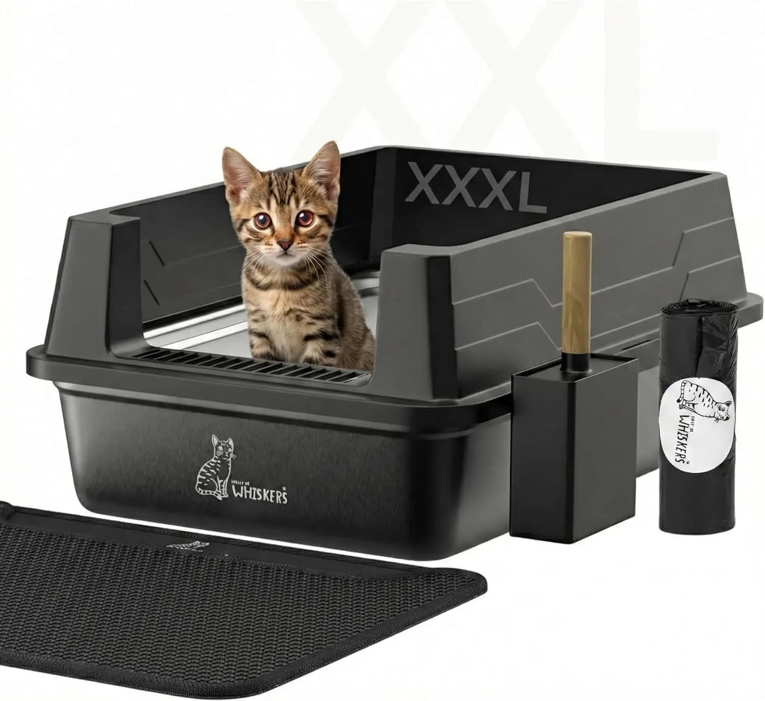 Lettiera per Gatti in Acciaio Inossidabile XXXL con Bordi Alti 28"x20" - Lettiera in Metallo Extra Large per Gatti Grandi - Anti-Perdita Migliorata