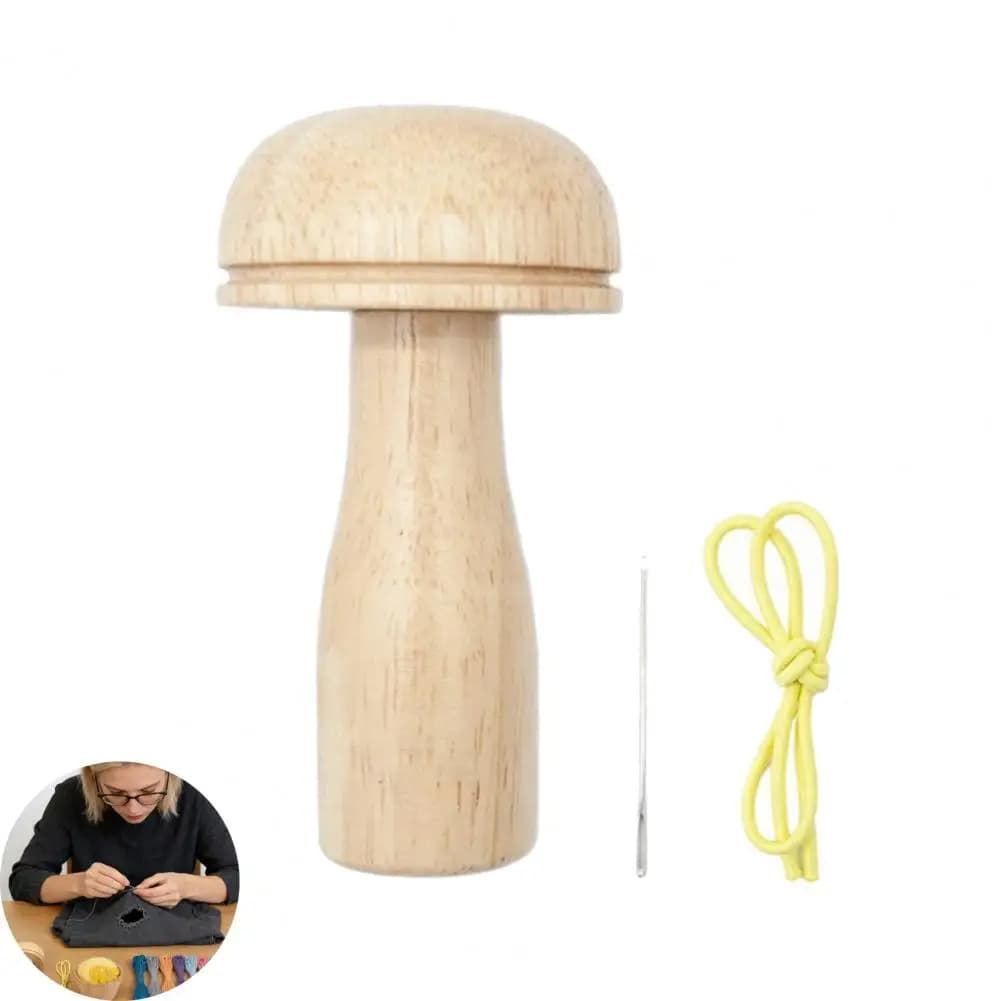 Strumento per rammendo calzini Strumento per rammendo Strumento per rammendo funghi in legno Ago per occhi per riparazione calzini Corda elastica per maglioni