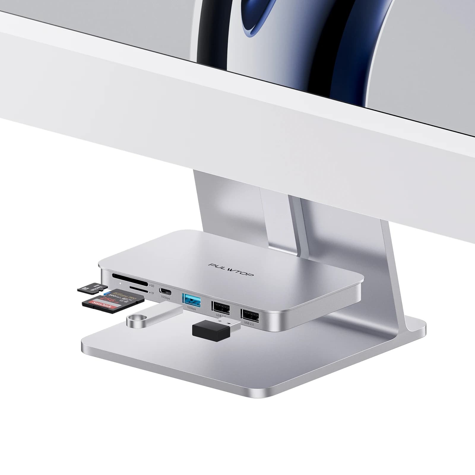 Hub USB C PULWTOP per iMac 24 pollici M1/M3/M4, hub iMac con USB-A/USB-C 10 Gbps, 2 USB A 2.0, SD/TF