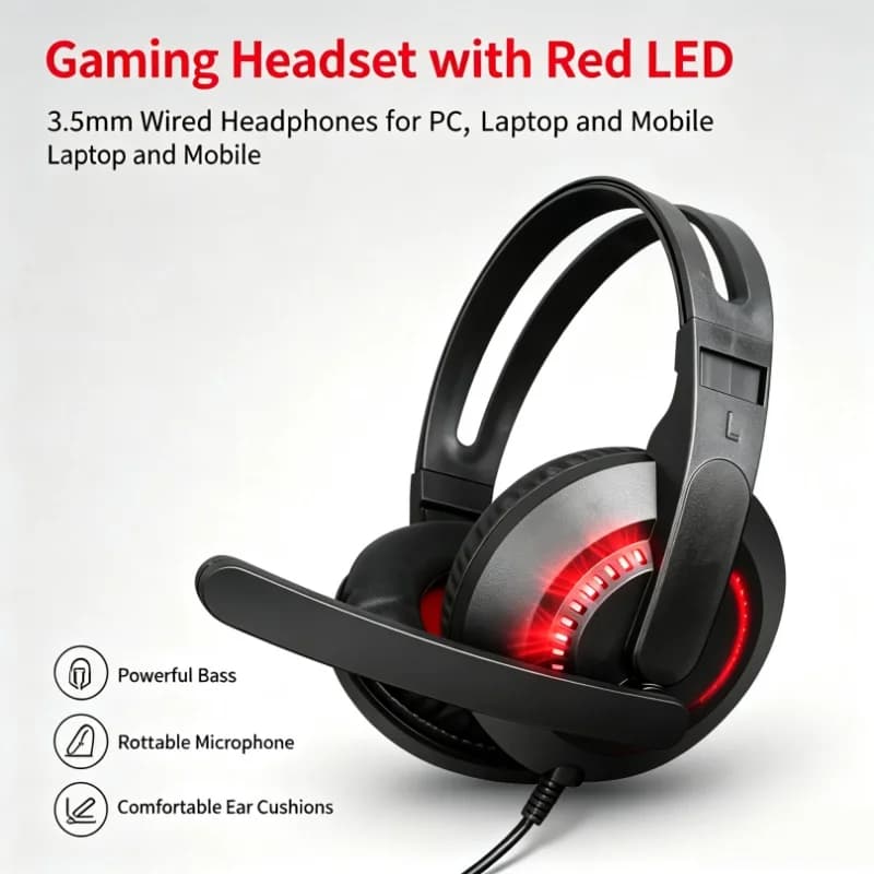 A2 Wired Gaming Headset for PC Laptop Universal Desktop Gaming Headphones with Microphone for Electronic Sports