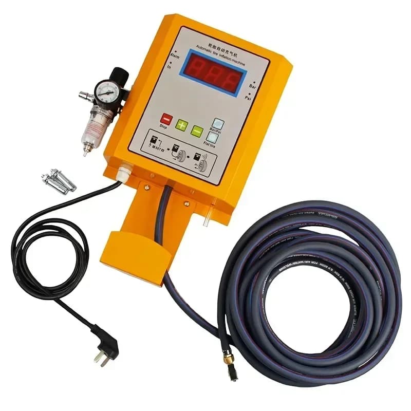 Pompa Gonfiagomme Elettrica Automatica Professionale per Officina, con Display Digitale, per Riparazione Pneumatici e Filtro Aria Integrato