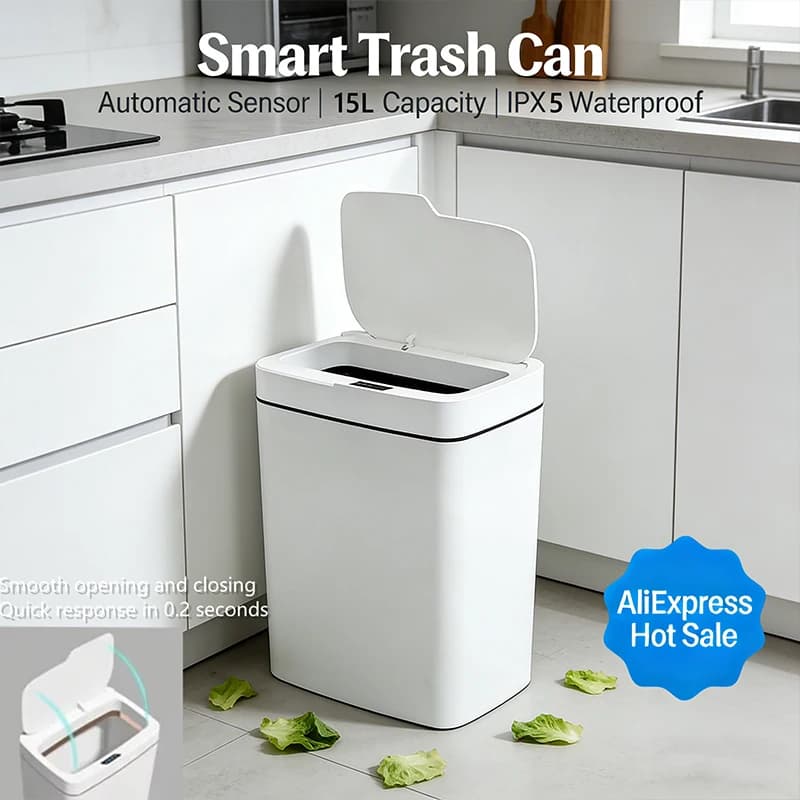 Cestini per Rifiuti Automatici a Induzione 2026, Ultima Generazione, per Bagno d'Albergo, Cucina Domestica, Contenitori per Rifiuti con Coperchio