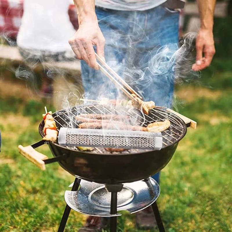 1pc Pellet BBQ Stainless Steel Smoker Grill Tube Perforated Mesh Filter Gadget Pellet Smoking Generator Hexagon Spice Smoked Box