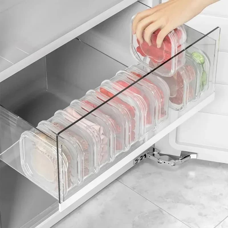 Frigorifero Scatola per carne congelata Scatola per la conservazione degli alimenti Contenitore trasparente per la conservazione della carne congelata Verdura per la conservazione della freschezza con coperchio