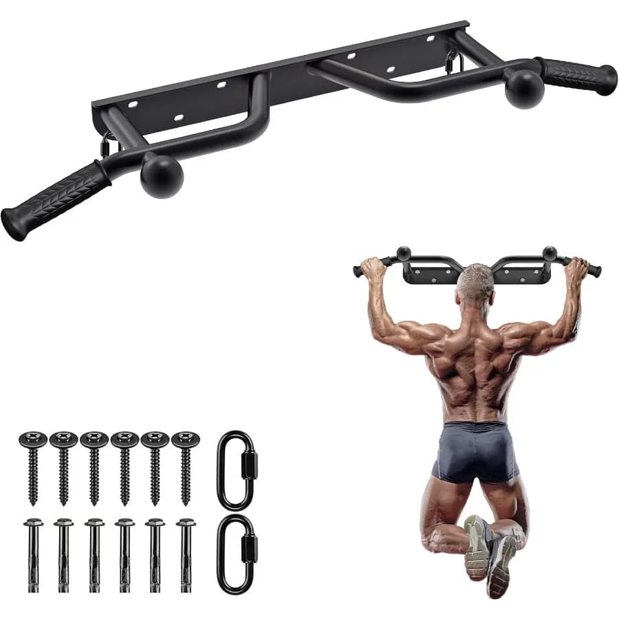 Heavy Duty Wall Mounted Door Traction Bar Multifunctional Traction Bar Fully Welded With Hooks For Resistance Band and Ba