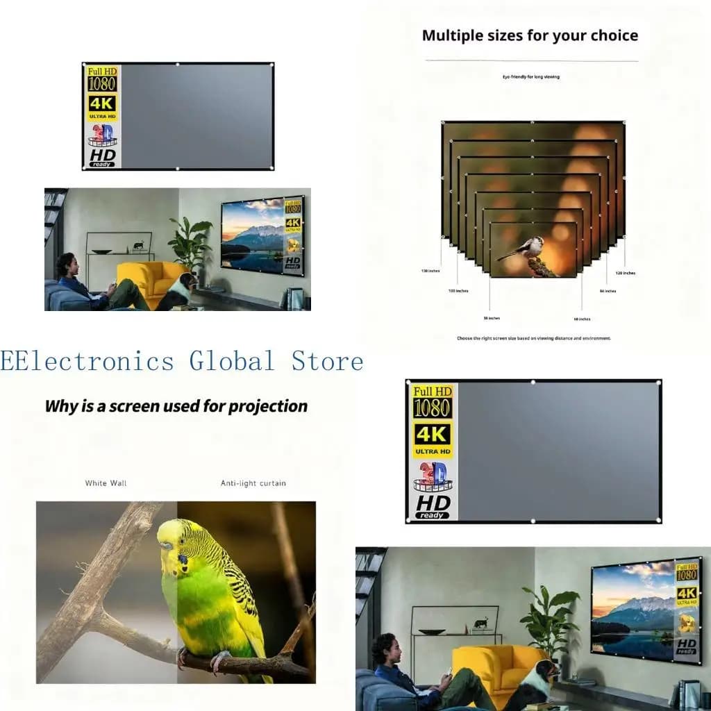 462B Weather Resistant Projector Screen Anti Reflective Coating Collapsible Design