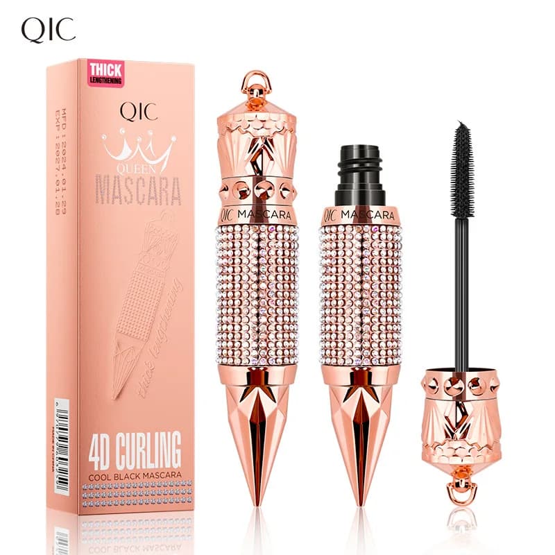 QIC Diamond Scepter Mascara Mascara in fibra di seta 4D Ciglia impermeabili Allunga Mascara naturale spessa riccia senza sbavature