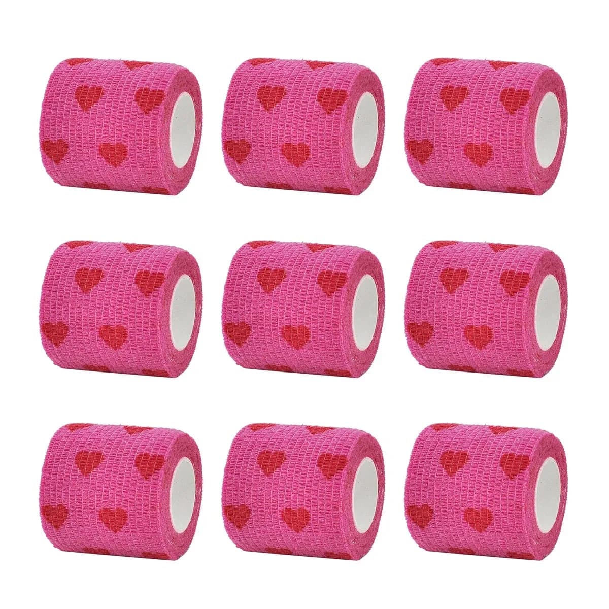 Nastro avvolgente sportivo da 4,8 m con benda elastica autoadesiva stampata con cuore d'amore rosso per ginocchio con articolazione delle dita