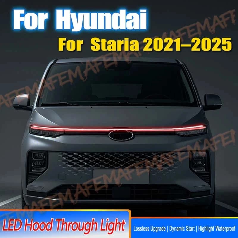For Hyundai Staria 2021-2025 Car Hood Daytime Running Light Strip With Start Scan Car Decorative Atmosphere Lamps DRL Waterproof