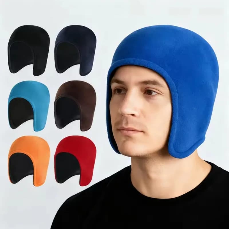 Cappello Termico Unisex per Ciclismo, Berretto Invernale in Pile, Antivento, Doppio Strato Spesso con Protezione per le Orecchie, Colore a Contrasto per Bici