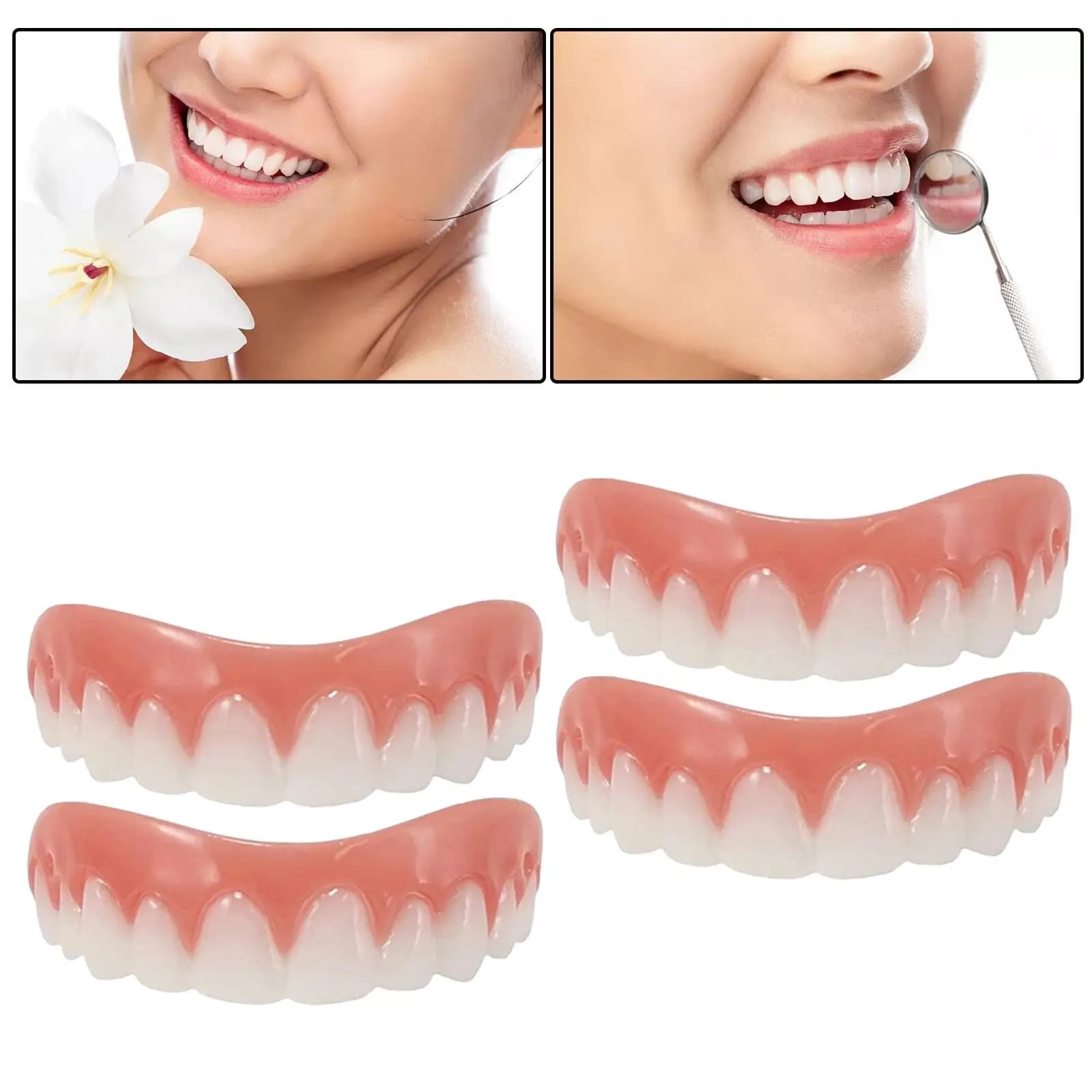 Reusable Covers in Silicone for Denti Finti, Kit of Istantanee Dentalic Faces Adjustable for Whitening and Reparation of Smile