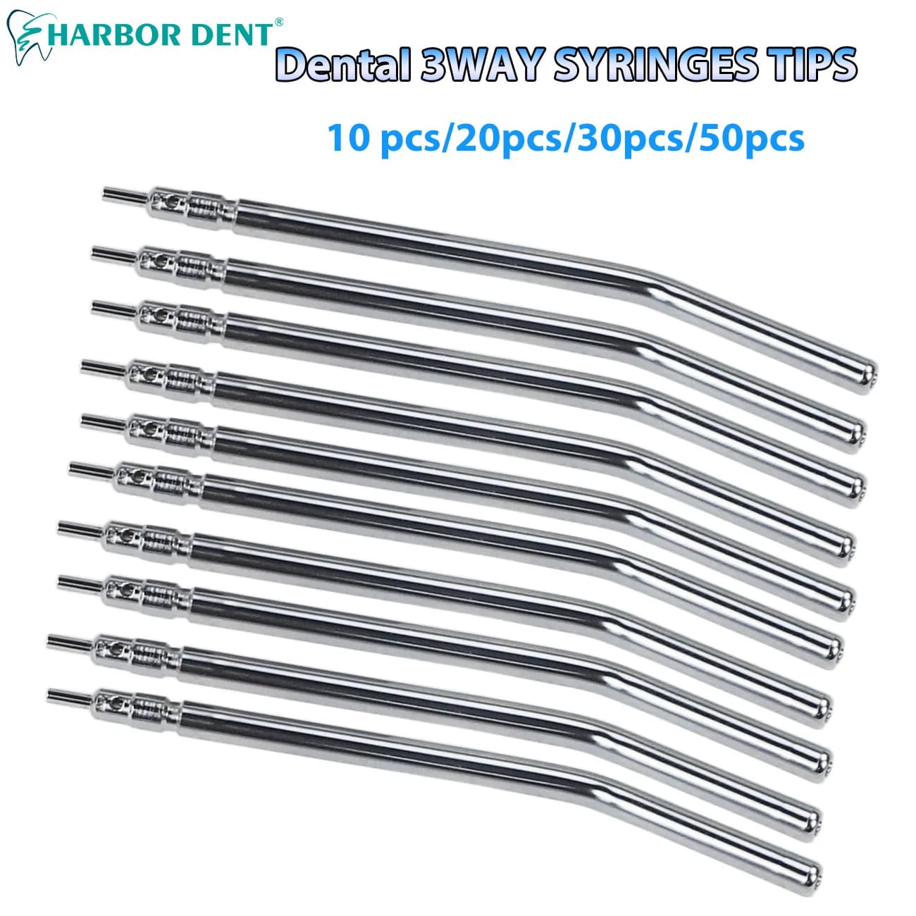 10/20/30/50PCS Stainless Steel Nozzles Tips Tube for Dental Triple 3 Way Syringe Air Water Spray for Teeth Whitening