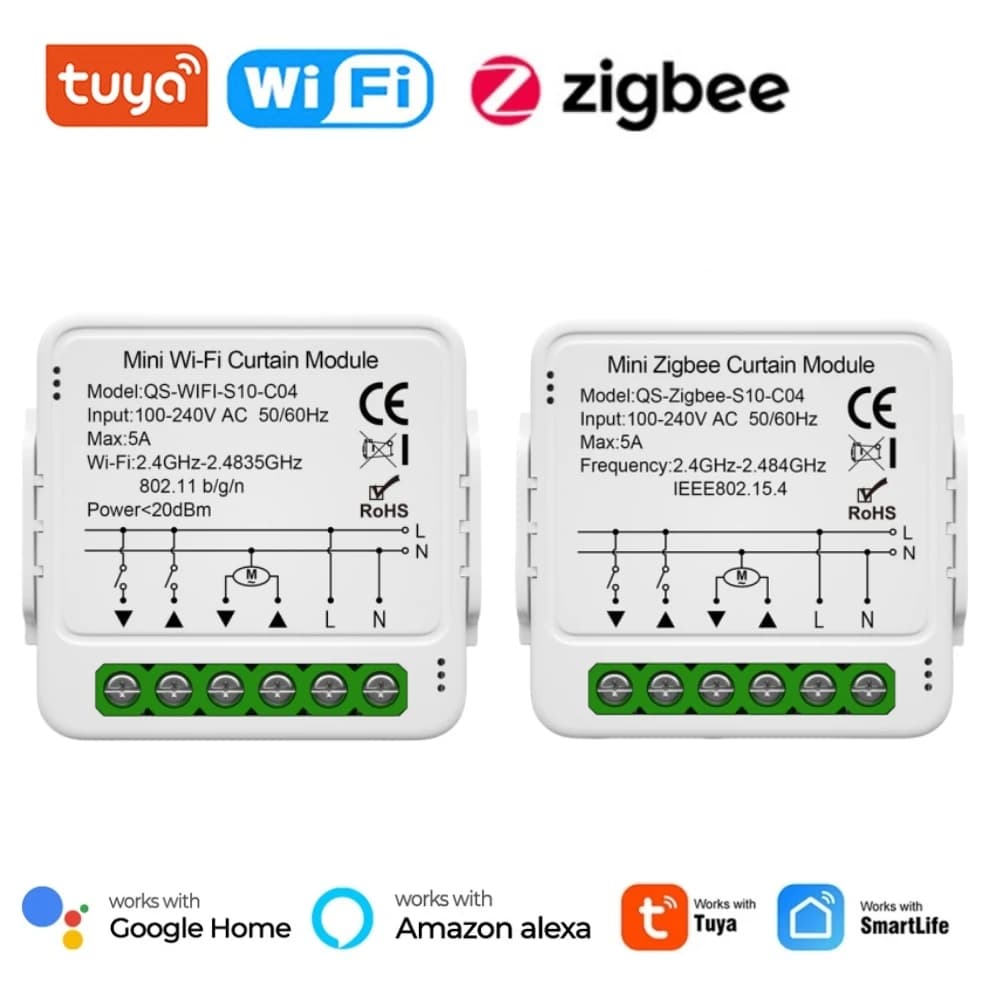 Tuya WiFi Zigbee Module Smart Tent Switch Connect Roller Curtains Shutter Electric Motor Works with Alexa Google Home Smart Life