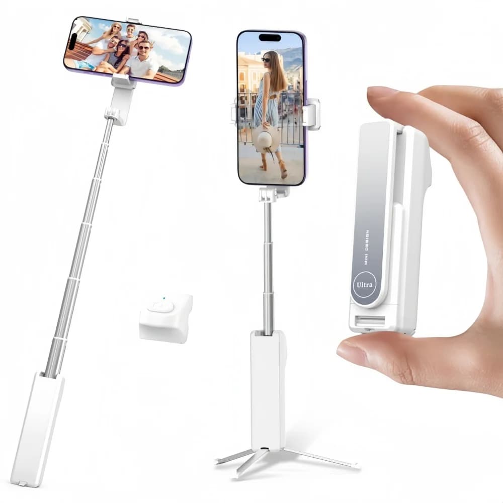 Mini treppiede per selfie stick Bluetooth wireless con treppiede estensibile remoto, supporto per telefono per viaggi/vlog/streaming live