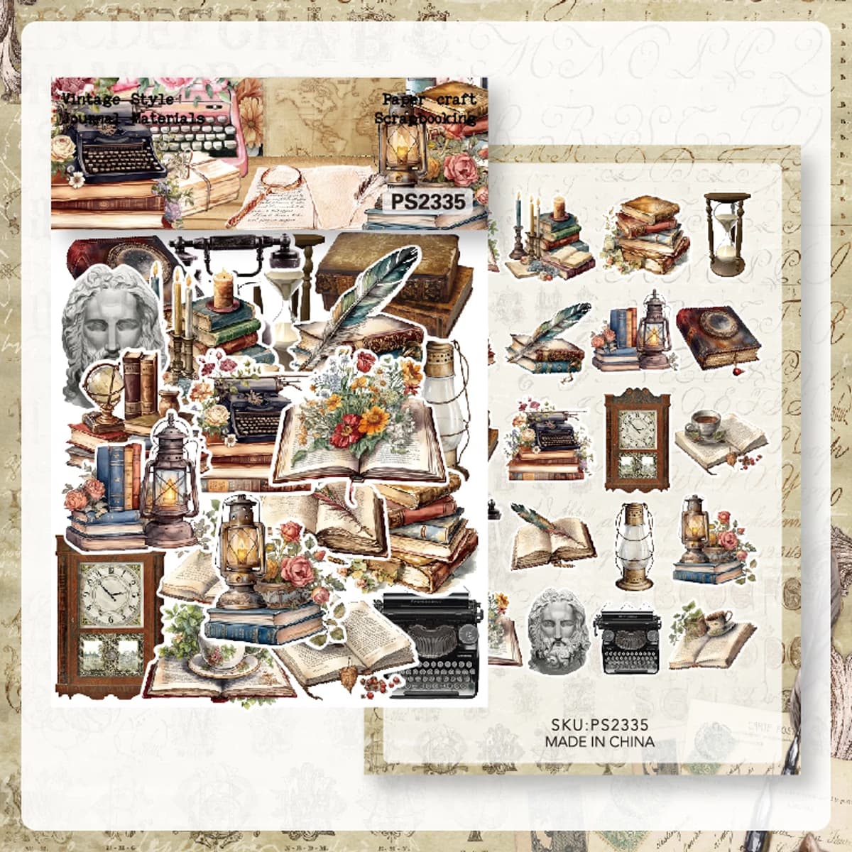 KLJUYP 40pcs Vintage Stickers Die Cuts Sticker Collection Kit for Scrapbooking Planner/Card Making/Journaling Project