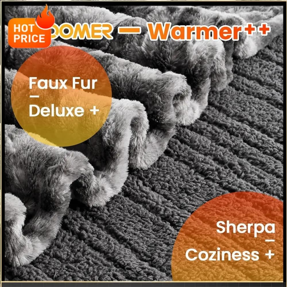 Coperta Elettrica King Size 90x100, Controllo Doppio, 10 Livelli di Calore, Spegnimento Automatico, Protezione dal Surriscaldamento, Pile su Entrambi i Lati