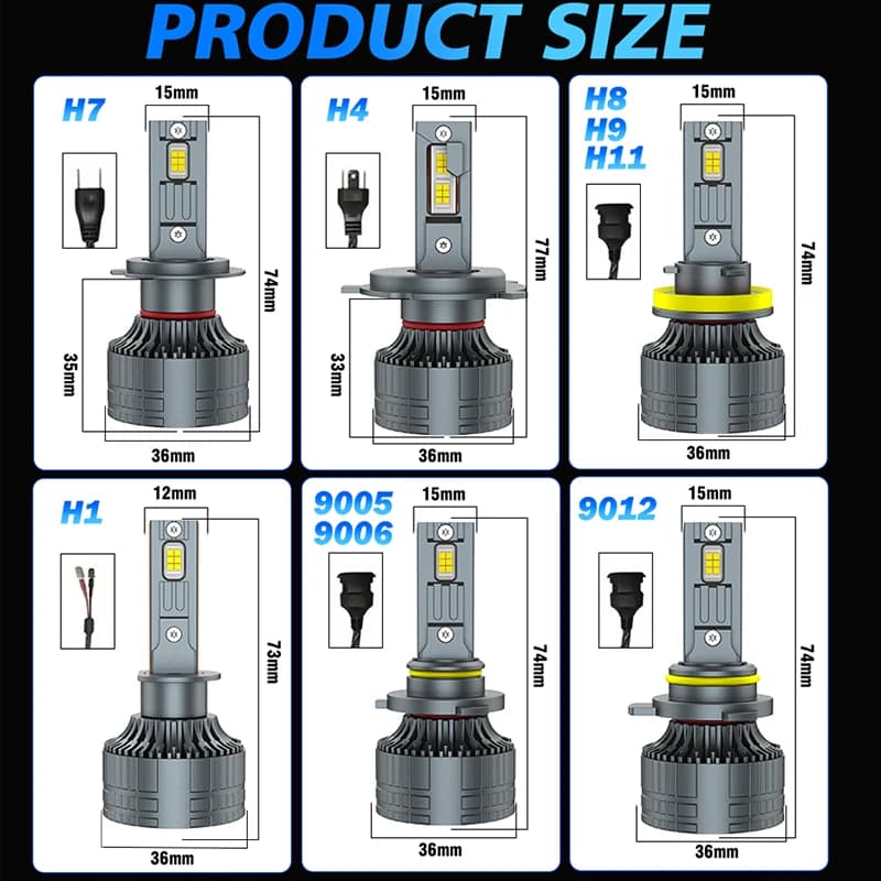 LED bulbs H7 Canbus 30000LM 300W for Auto Headlights, H4 H11 H1 9005 HB3 9006 HB4 9012 Turbo, Auto Lights 12V 24V Canbus 6000K