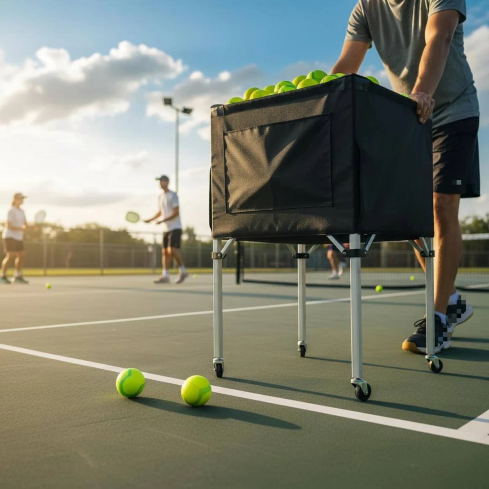 Foldable Tennis Ball Trolley Portable Tennis Ball Trolley Athletic Equipment Multi-Purpose Rust-Resistant for Sports Training