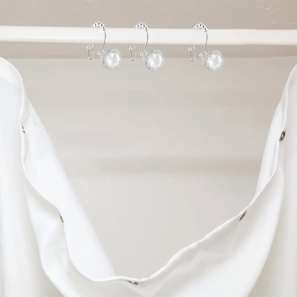 12 Ganci per Tenda Doccia in Metallo, Ganci Decorativi Moderni per Bagno, Superficie Liscia, Facili da Installare per Aste Doccia e Soggiorno