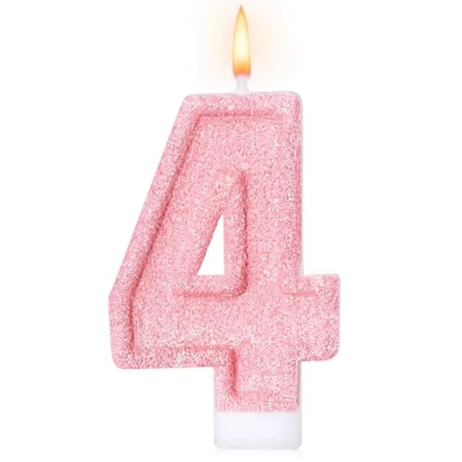 Candeline di Compleanno Carine, Candele Numeriche Rosa Glitterate, Decorazione per Torta di Compleanno, Accessori per Feste e Celebrazioni Anniversario