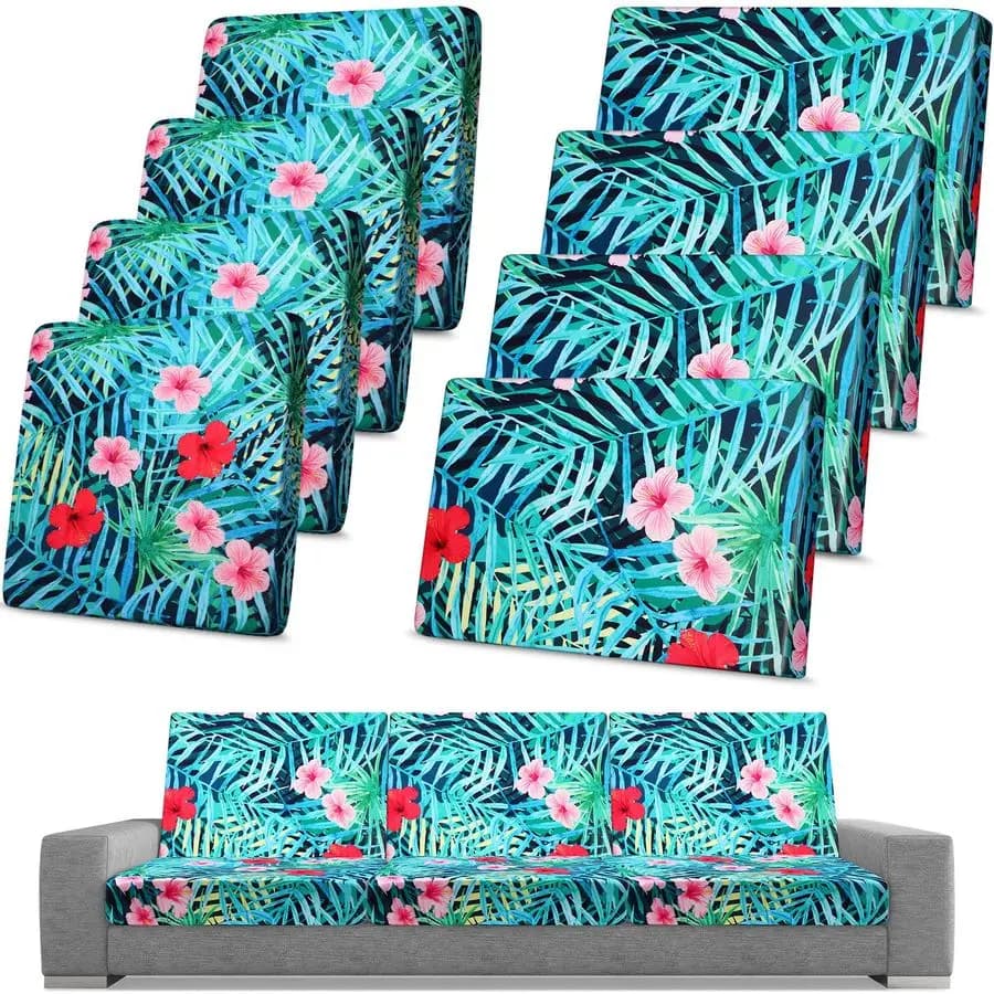 Set of 8 Covers Waterproof for Outdoor Sofa, Includes 4 Back and 4 Pillows, Elastic Cover for Sofa