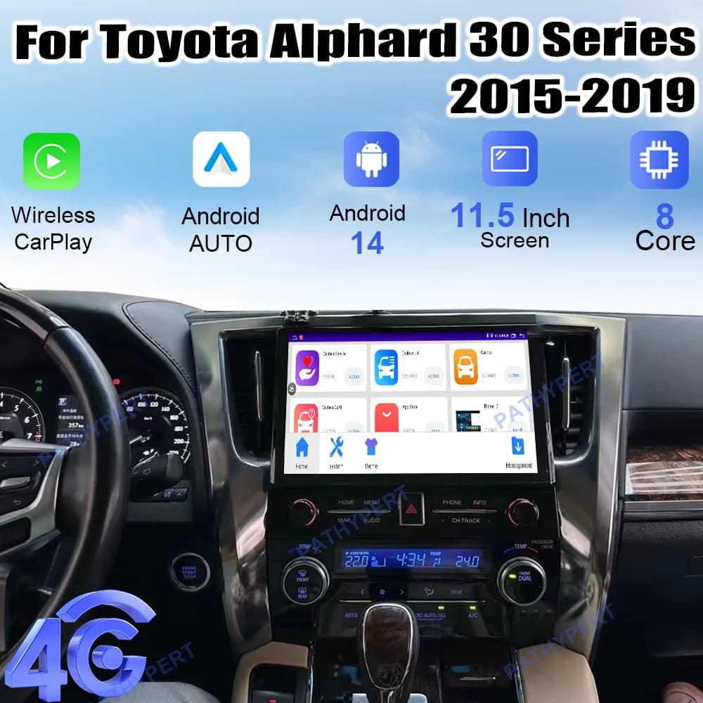 7870 CPU 11.5 "Radio per auto Carplay Schermo HD Android 14 Per Toyota Alphard 30 Serie 2015-2019 Auto Bluetooth Stereo GPS FM 4G DSP