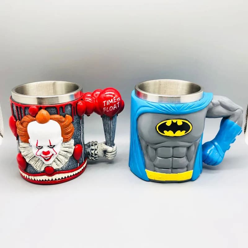 Tazza in resina 3D Creative Knight Bat Hero, acciaio inossidabile, boccale di birra Joker