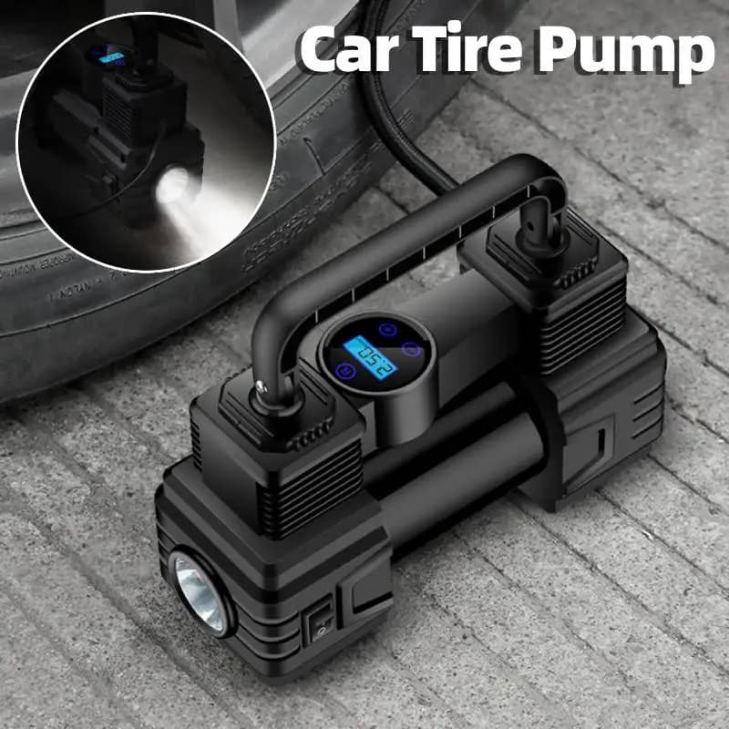 Pompa per pneumatici auto con manometro digitale, compressore d'aria per impieghi gravosi, pompa gonfiabile automatica ad alta precisione, torcia di emergenza a LED