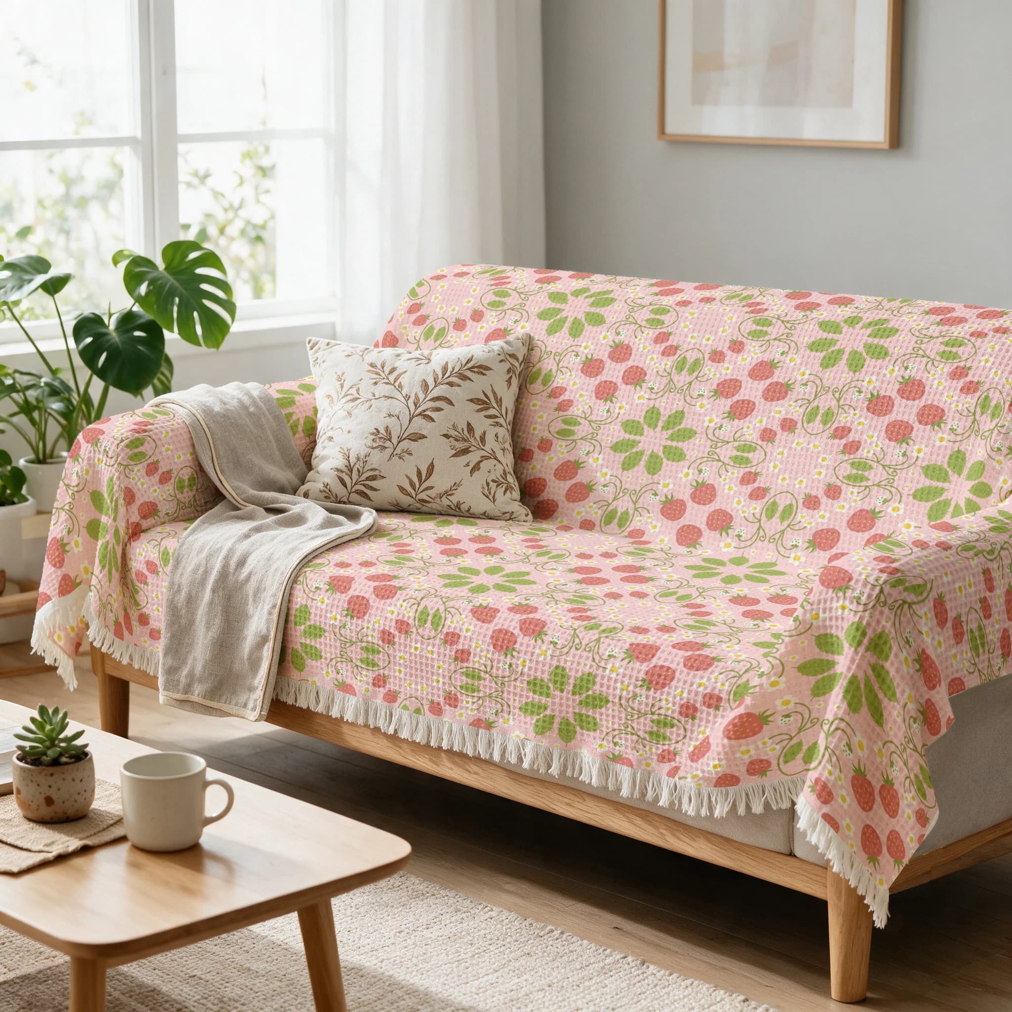 Highly Decorative Sofa Slip Cover Throw Blanket Dust Protector Cushion Couch Set for Living Room Home Decor