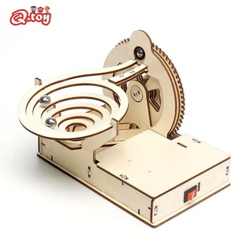 Steam Science Educational Kit 3D in legno di marmo Run Ball elettrico fai da te Building assemblare giocattoli modello di ingegnere di ingranaggi meccanici