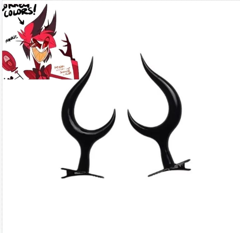 Anime Alastor Fermagli per capelli neri Regalo Copricapo in corno di demone nero stampato in 3D Copricapo per feste in costume di Halloween