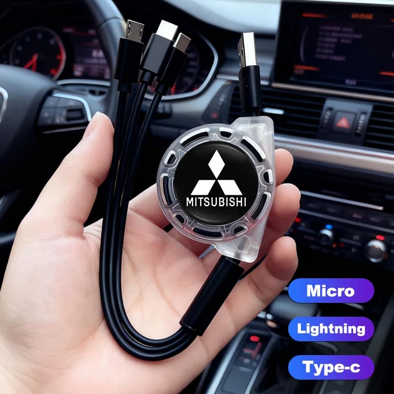 Micro USB type C 3 charging cable in 1 multiple charger for Mitsubishi EK Pajero Xpander Eclipse Cross ASX L200 Xforce Outlander
