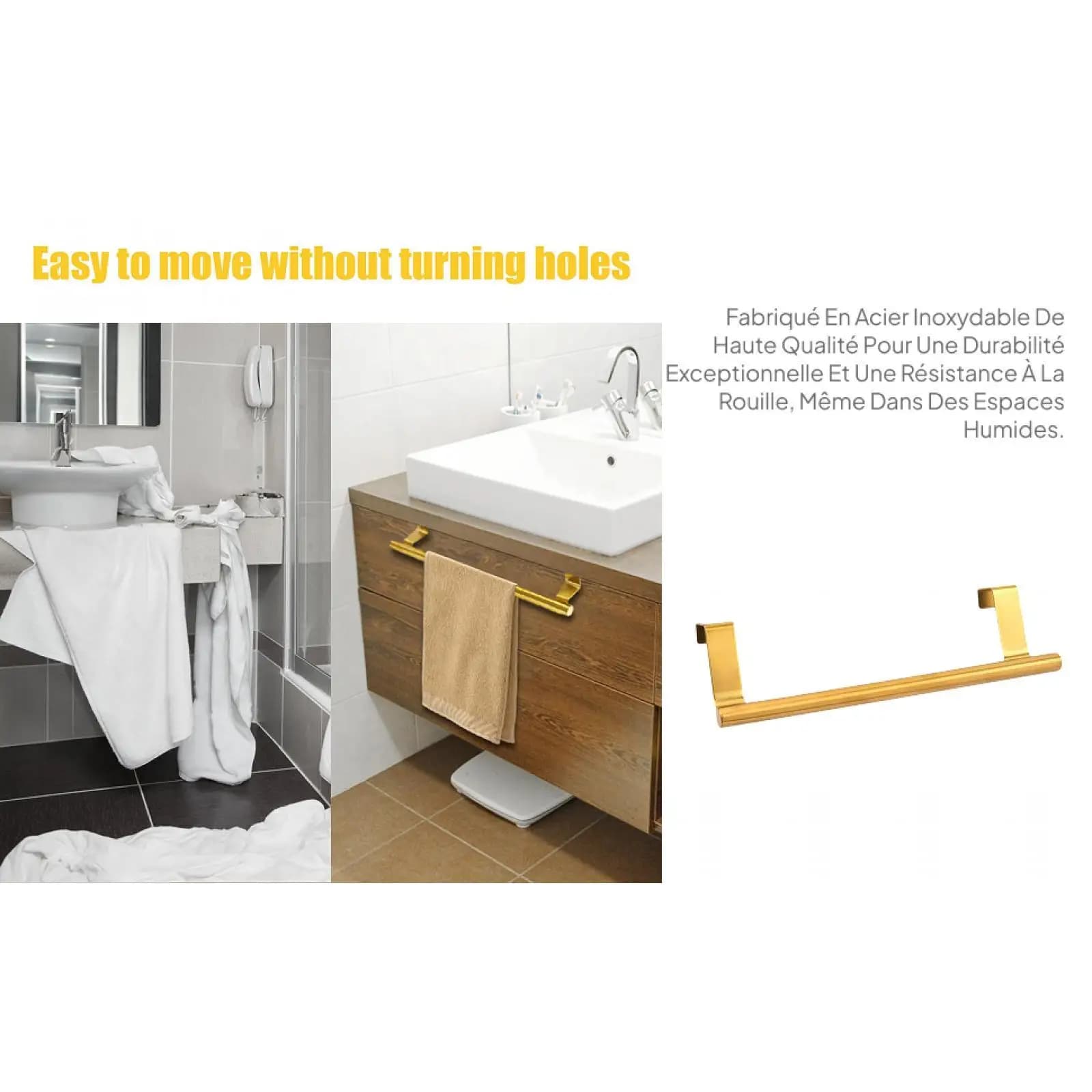 Over Cabinet Towel Bar Storage and Display Rack Decorative Metal Hanger Hang On Cabinet or Door Hook for Dish Towels Cupboard