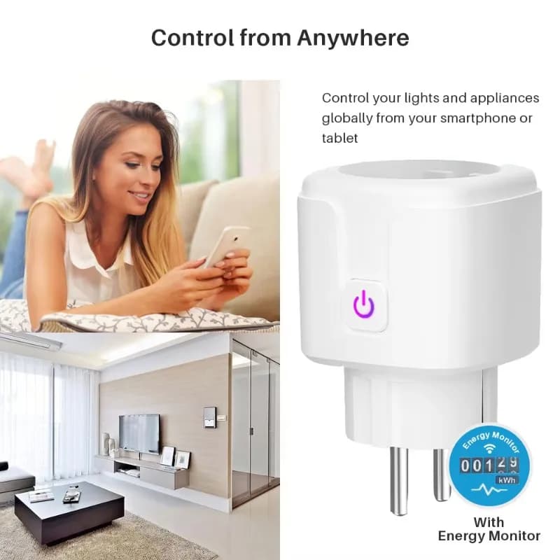 16A Wifi Tuya Presa Intelligente Monitor di Alimentazione UE Spina timer App Smart Life Controllo Vocale Remoto Con Alexa Google Assistant IFTTT