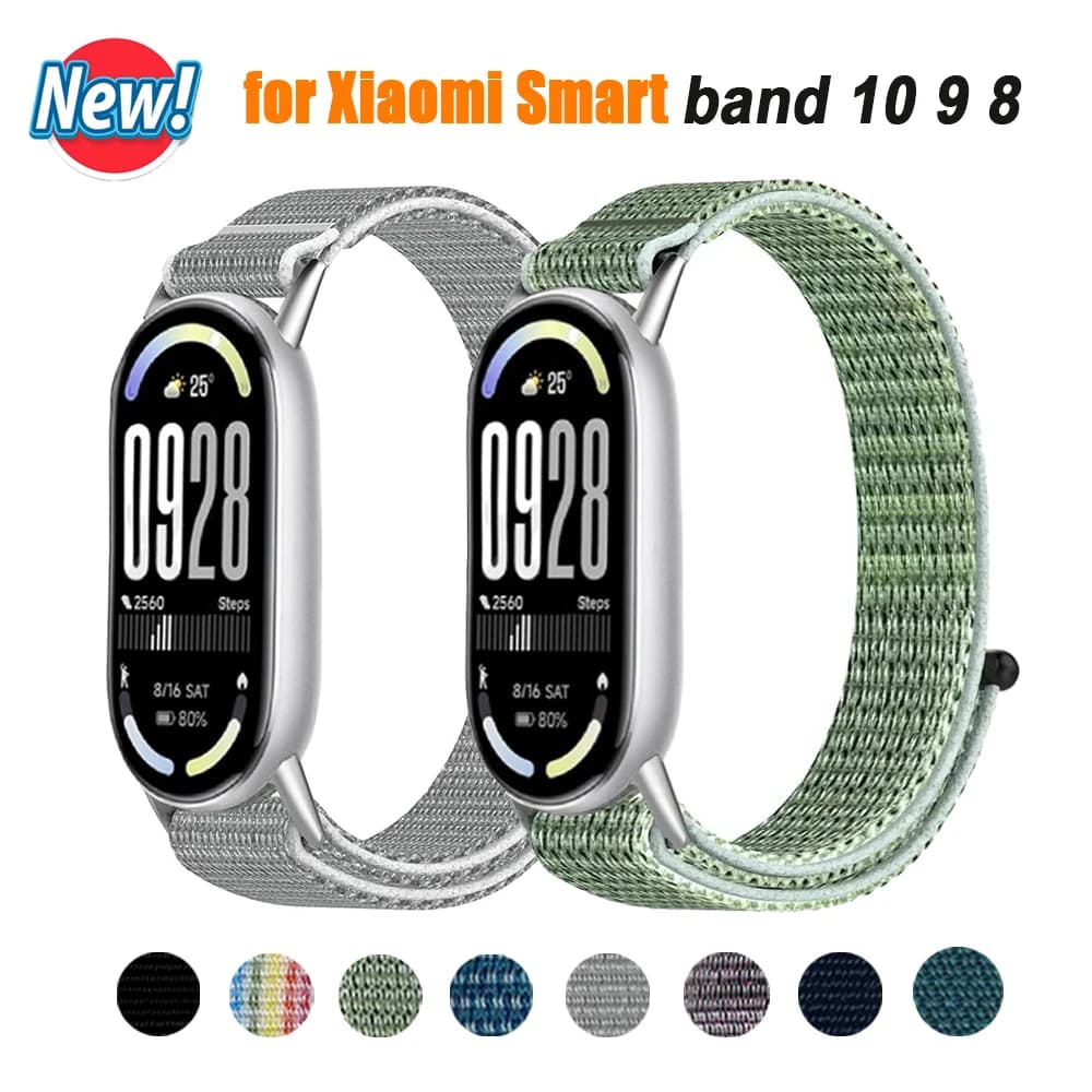 Nylon Watch Strap for Xiaomi Smart Band 10 9 8 Sport Wristbands Bracelet Correa for Xiaomi Band 10 9 8 NFC Strap Accessories